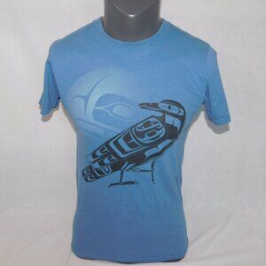 Native Apparel Mens Small  Crow Raven Graphic Blue T Shirt Ben Houstie